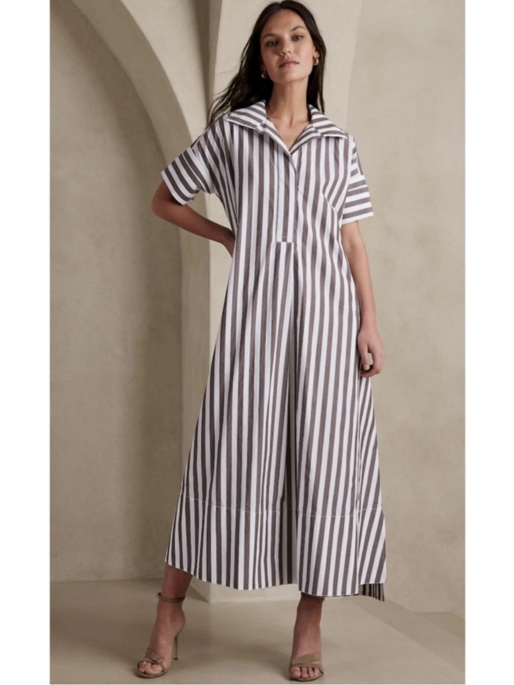 Banana Republic | Rhyah Poplin Maxi Dress in Portobello Stripe Size XS/S